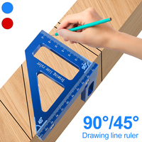 Triangle Ruler Measurement Tool Aluminium Alloy Carpenter Set 5/90° Miter Square Angle Woodworking Tools Try Square Triangular