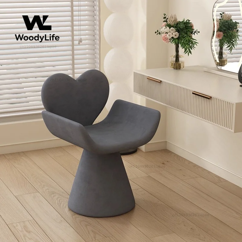 Girls Rotating Vanity Stool Padded Backrest Makeup Chair Glamorous Dressing Table Seat Bedroom Dining Accent Chair
