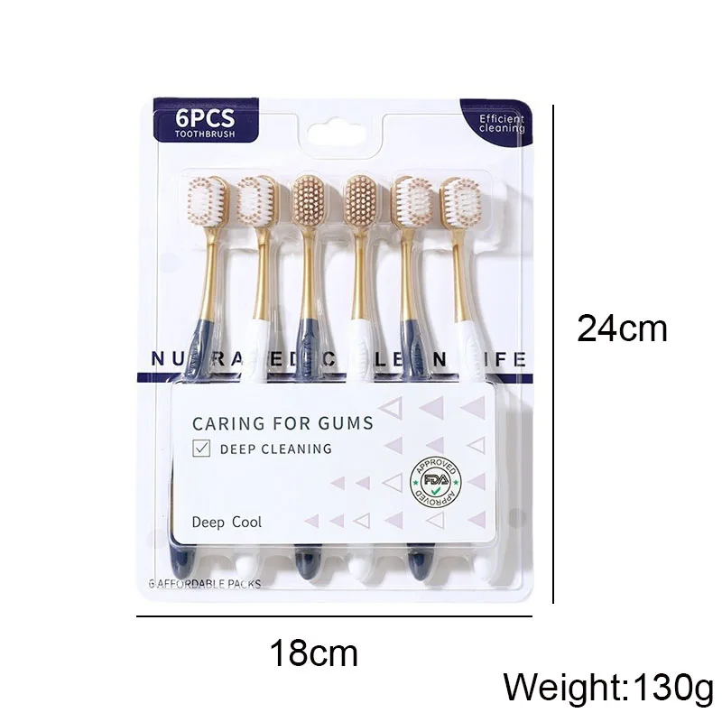 6 PC Advanced Soft Bristled spazzolino da denti per adulti arredamento per la casa testa larga tuta per la pulizia dei denti modifican colore donna