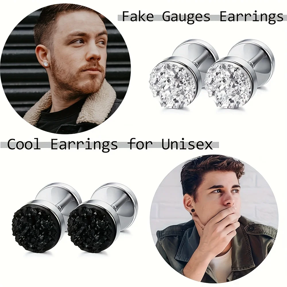 Men's Hypoallergenic Zirconia Stud Earrings, Gift Set