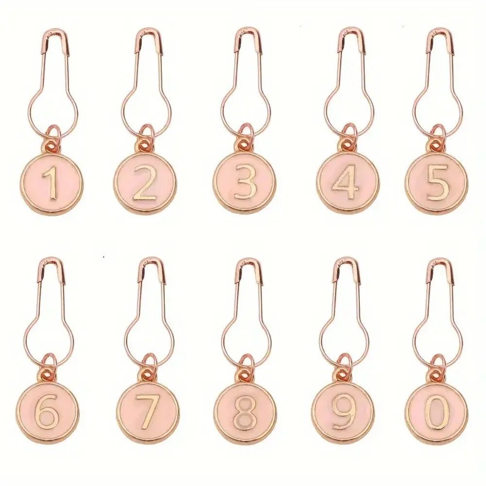 10Pcs/Pack Small Sweater Counter Mark Enamel Charm DIY Number Markings Knitting Tools Gourd Shape Anti-Unlock Buckle
