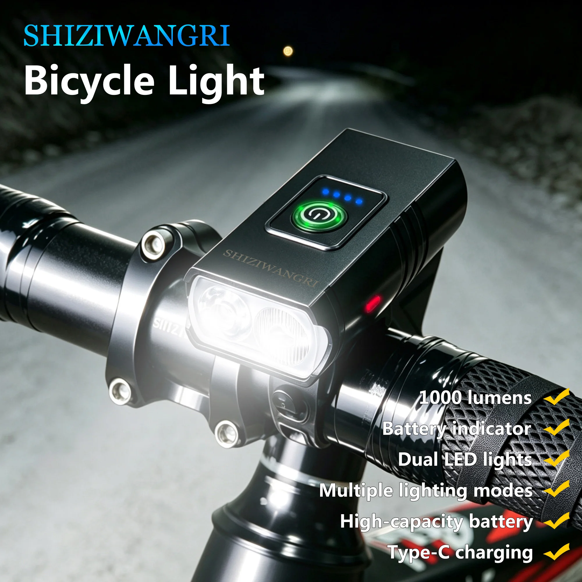 SHIZIWANGRI 1000 ルーメン自転車ライト US - Rechargeable Bicycle Headlight 1000 Lumen のレビューと価格
