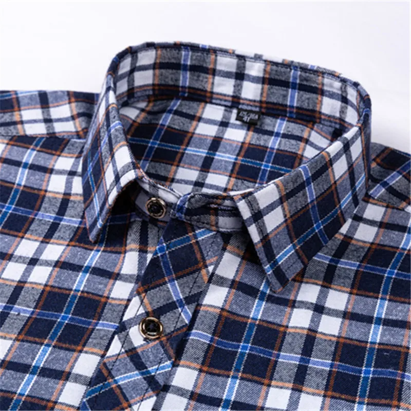 2025 New Men\'s Plaid Shirts Long Sleeve Checked Shirt Formal Fashion Thin Soft Classic Basic Casual Male Clothing 3XL 4XL