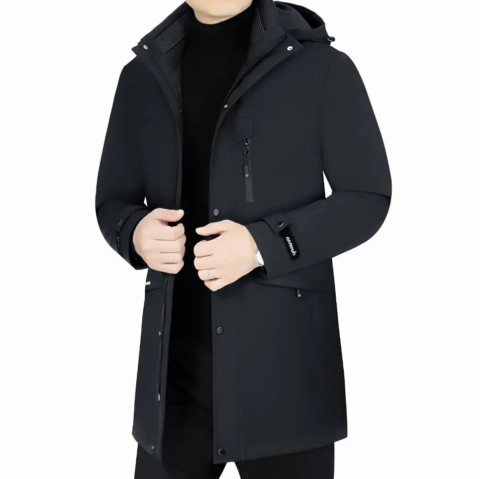 Chaqueta de plumón para hombre de mediana edad, forro de marca de alta calidad, desmontable, abrigo de plumón de pato blanco para invierno, Parkas