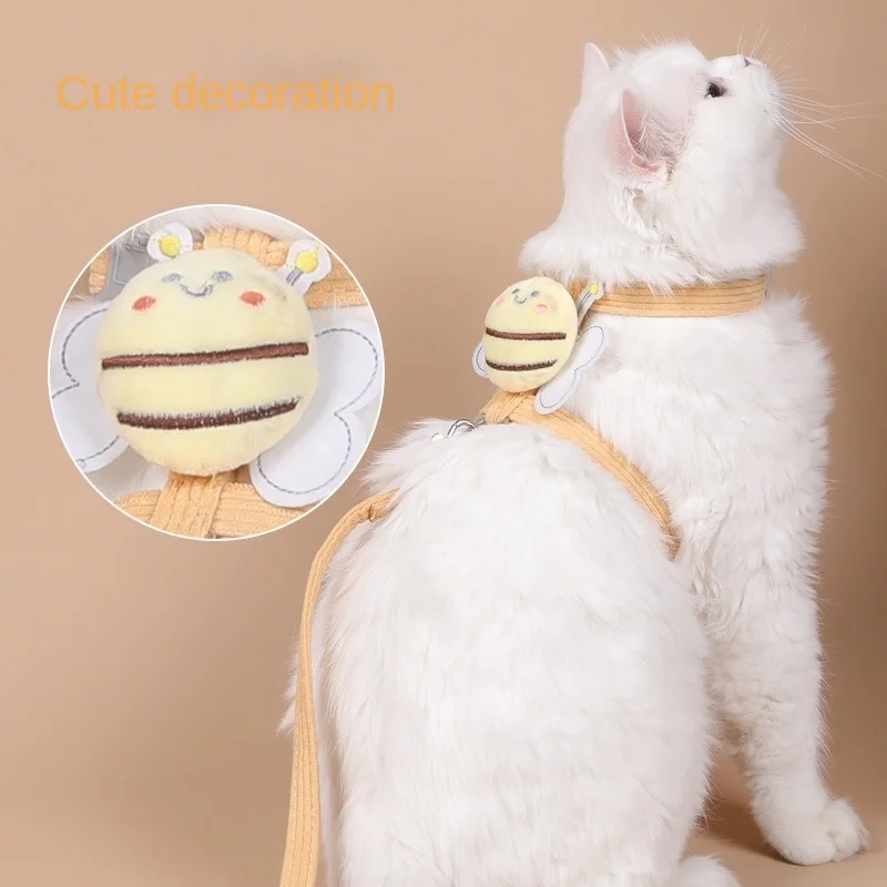 Pet cat chest harness, bee traction rope, suitable for all seasons, breathable and not stuffy, compact and exquisite