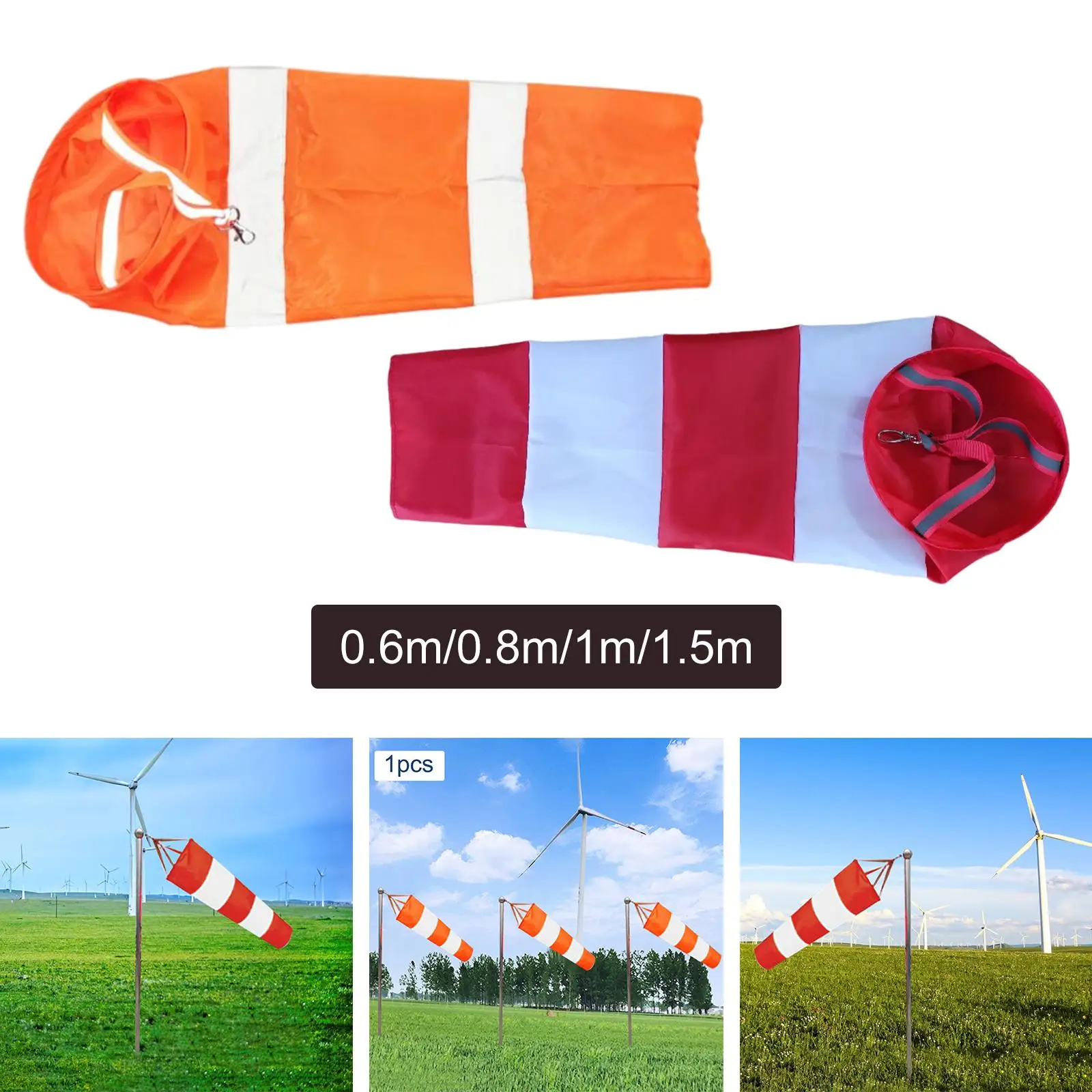

Heavy Duty Airport Windsock with Reflective Belt Hanging Wind Measurement Sock Bag Rainbow Wind Direction Indicator Sock Farm