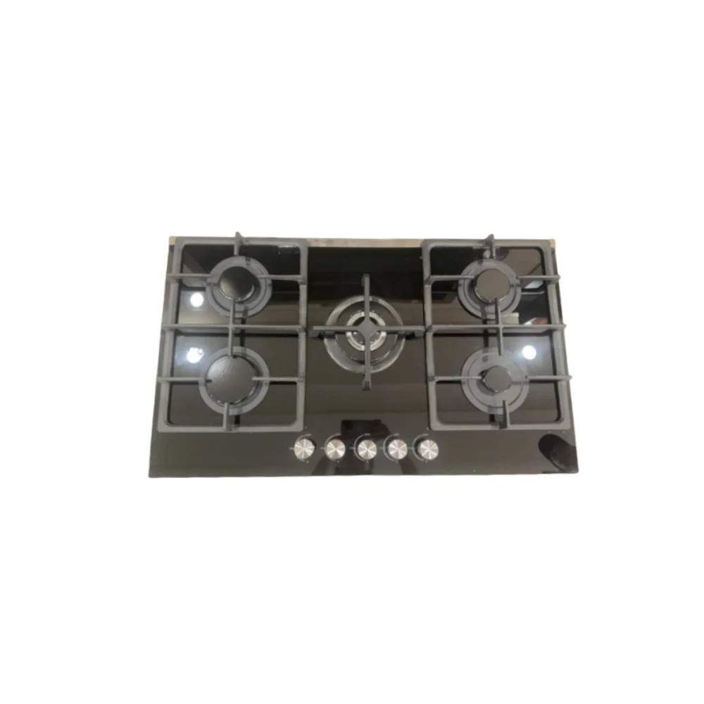 5口ビルトインガスコンロ - 家庭用キッチン向け高品質強化ガラス製クックトップ、安全機能付きポータブルデザイン