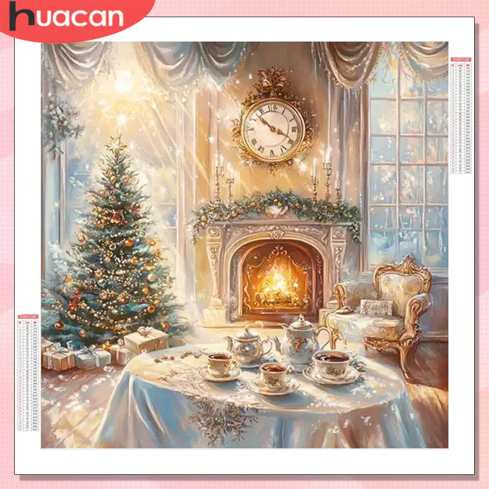 HUACAN 5D Diamant Malerei Baum Weihnachten Home Landschaft Voll Platz Runde Bohrer Diamant Mosaik Winter Wand Dekor