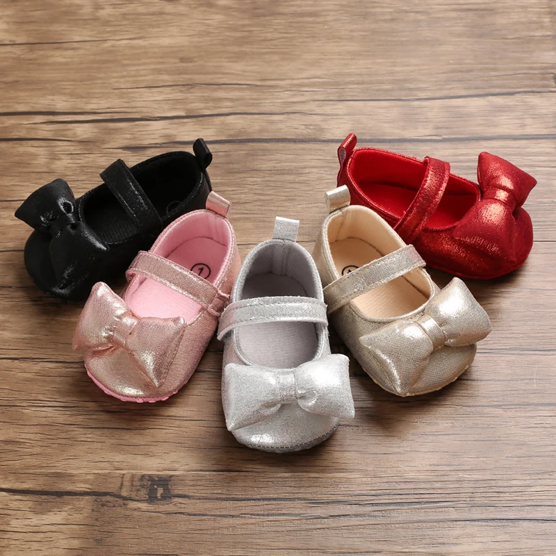 

Cute Baby Princess Shoes With Bow Decoration Soft Sole Comfortable Flat Shoes Suitable For 0-18M Infants And Young Children