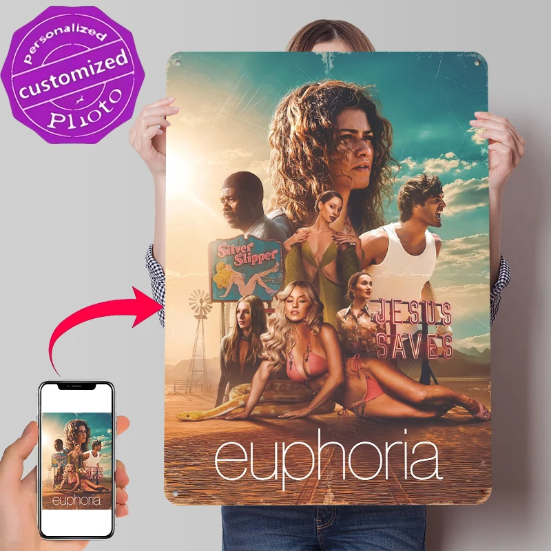 Affiche en métal personnalisée Euphoria Saison 2, Décoration murale rétro vintage pour fans, chambre, appartement, maison, café, bar