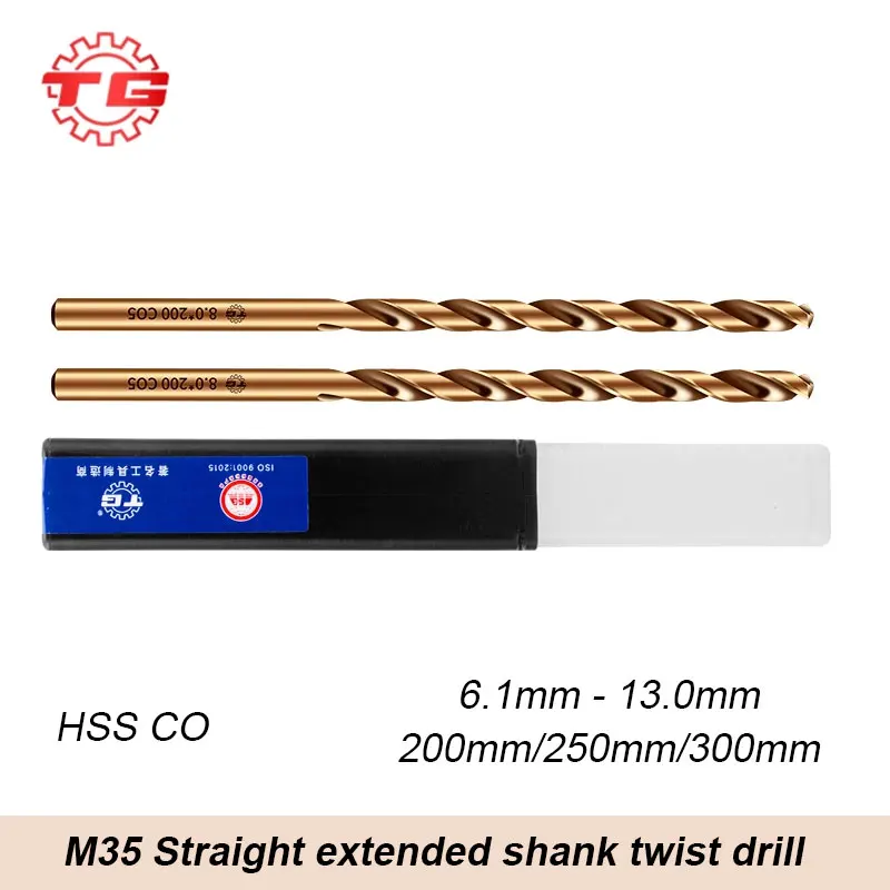

TG HSSCo5 M35 Extended Twist Drill Bit Straight Drills 6.1-13.0mm Processing: stainless steel. Alloy steel. Aluminum etc.