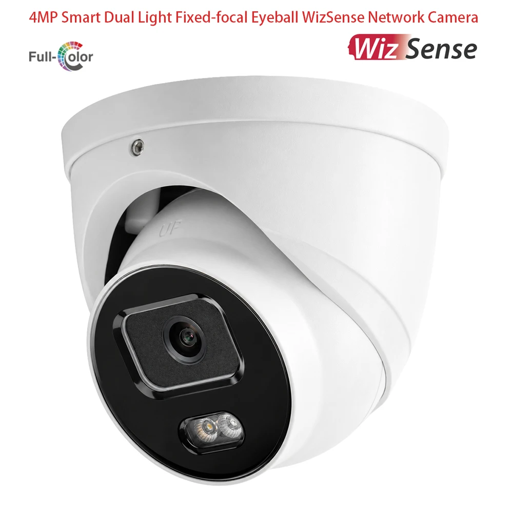 4MP Color IP Camera Smart Dual-light Turret WizSense Network Camera built in Mic Fully Compatible Human & Vehicle Detection