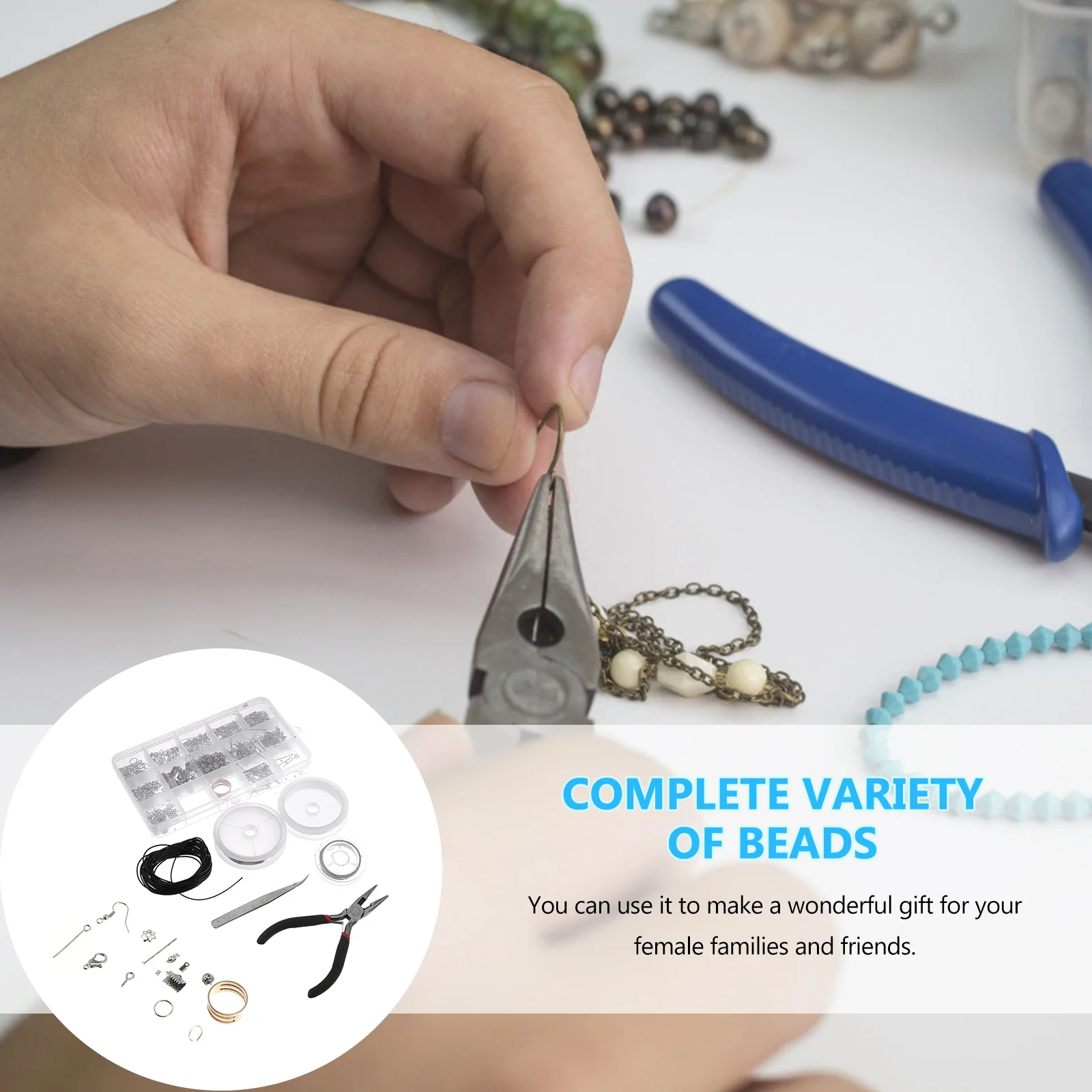 1047 قطعة طقم صنع المجوهرات لتقوم بها بنفسك مجموعة مواد المجوهرات سوار مصنوع يدويًا إكسسوارات عقد طقم كاتب حرفي خرز ممتاز #2