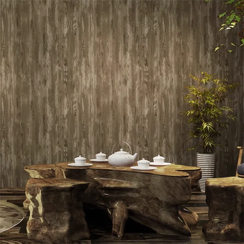 

papel de parede Retro vintage Chinese wood grain wallpaper shop decoration tea room background wallpaper papier peint behang