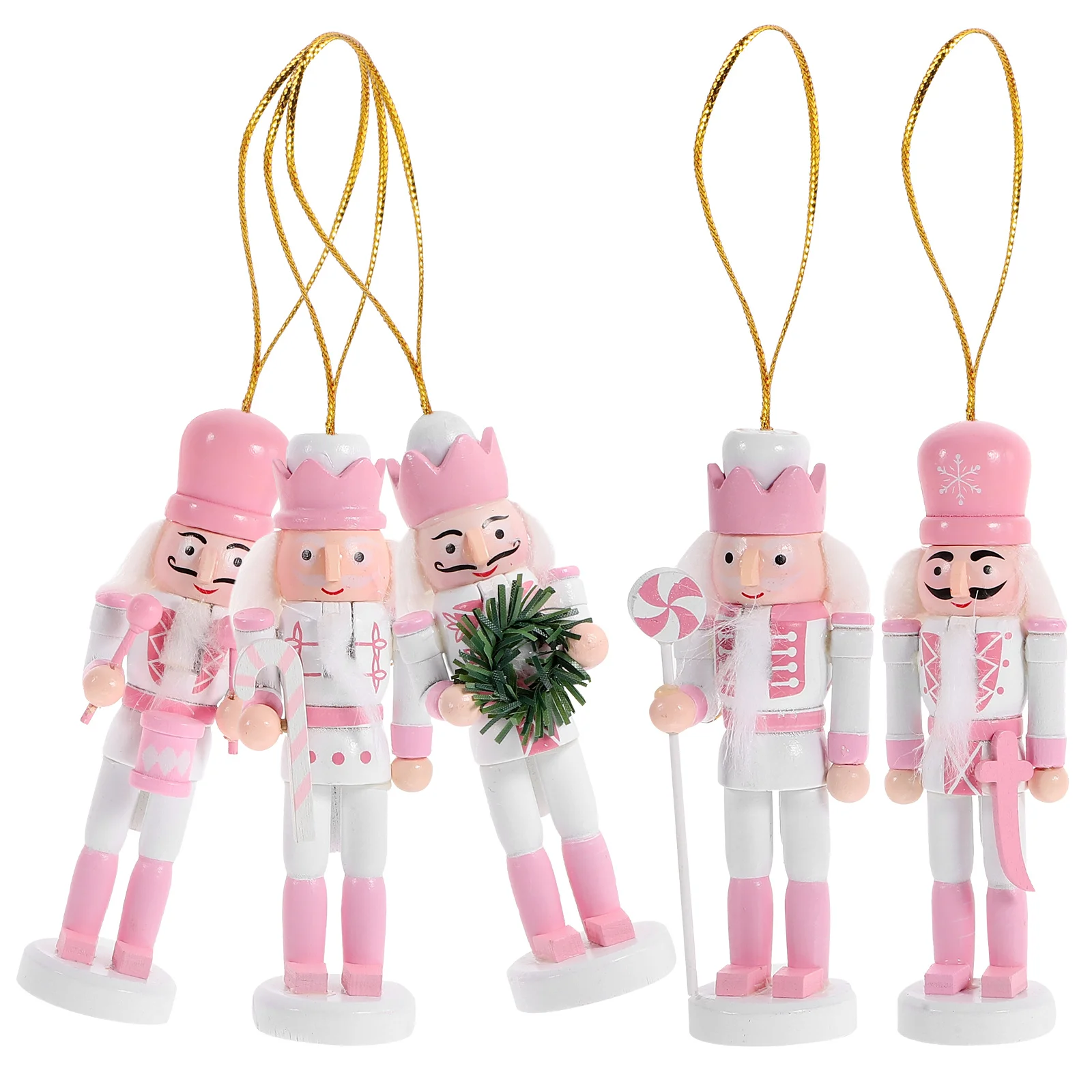 

5Pcs Nutcracker Pendants Wooden Decors Xmas Hanging Soldier Ornaments Home Office Decoration Nutcracker Christmas Decor