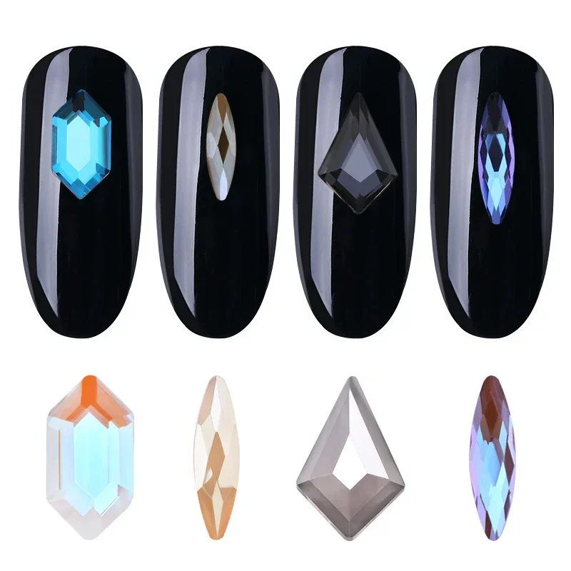 Diamantes de imitación en forma de uñas, 50/100 piezas, gota de cristal, Flecha de rombos, piedras planas de colores, gemas 3D, decoración artística para uñas