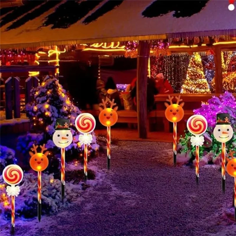 

SYW-10 Pcs Solar Christmas Decoration Lights 8 Light Modes Lighted IP65 Waterproof Xmas Decor Light Garden Yard Walkway