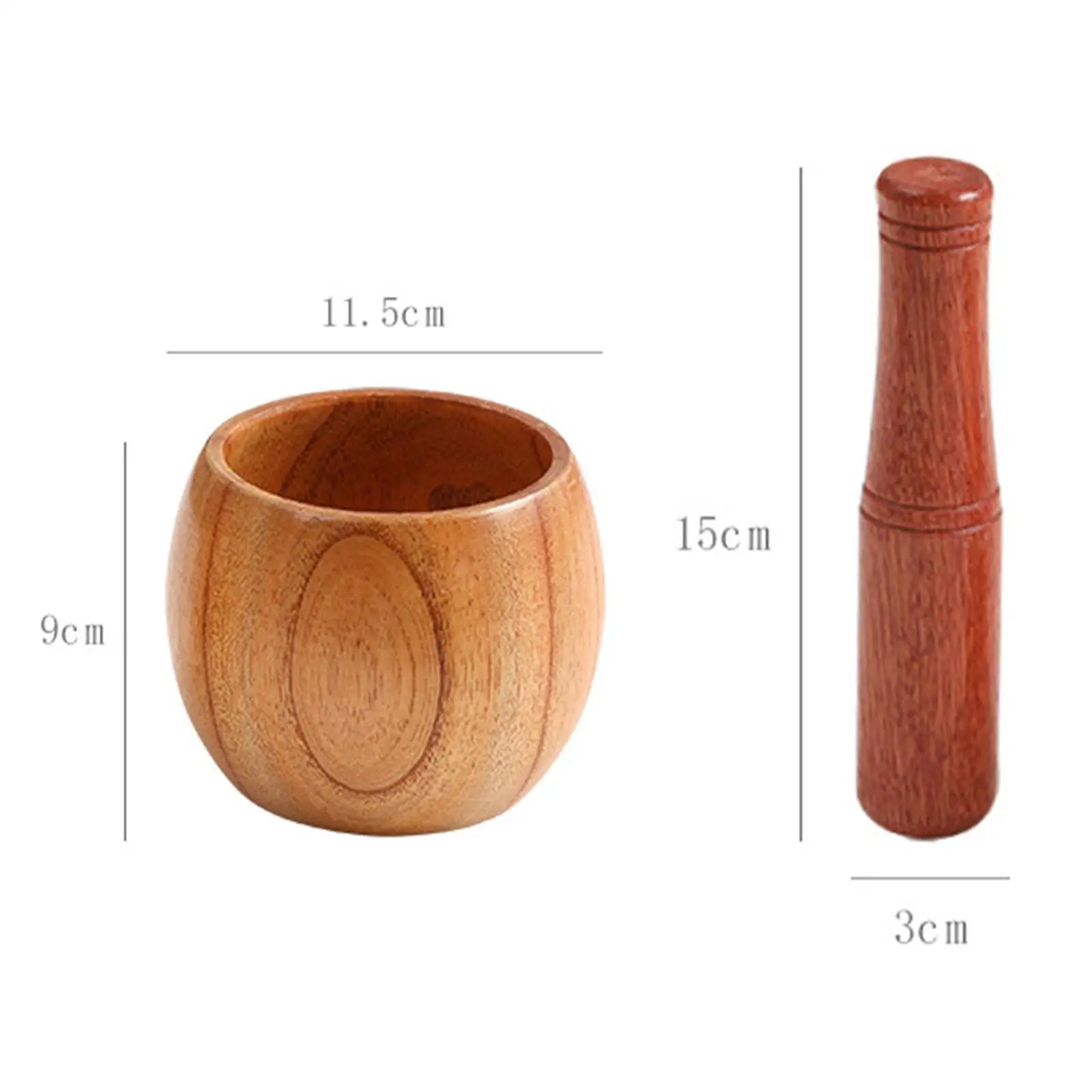 Wooden Mortar and Pestle Set,Rustic Handmade Mortar, Spice Grinder , Mixer Manual Mashing Bowl Seasonings Kitchen Utensils