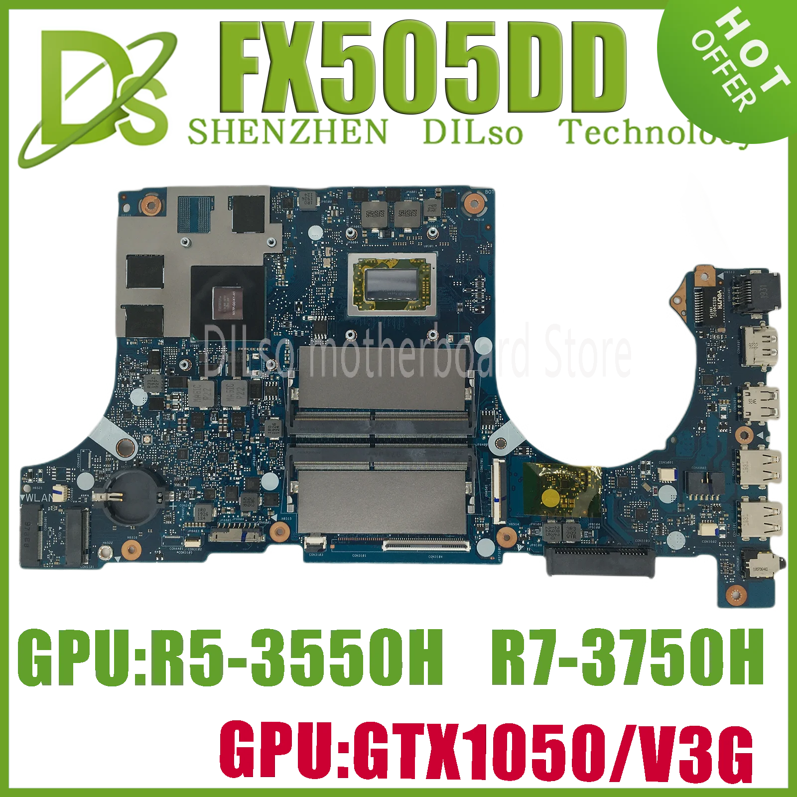 KEFU FX505DD Mainboard For ASUS FX505DT FX95DT FX705DD FX705DT Laptop Motherboard W/R5-3550H R7-3750H GTX1650 GTX1050 100% Test