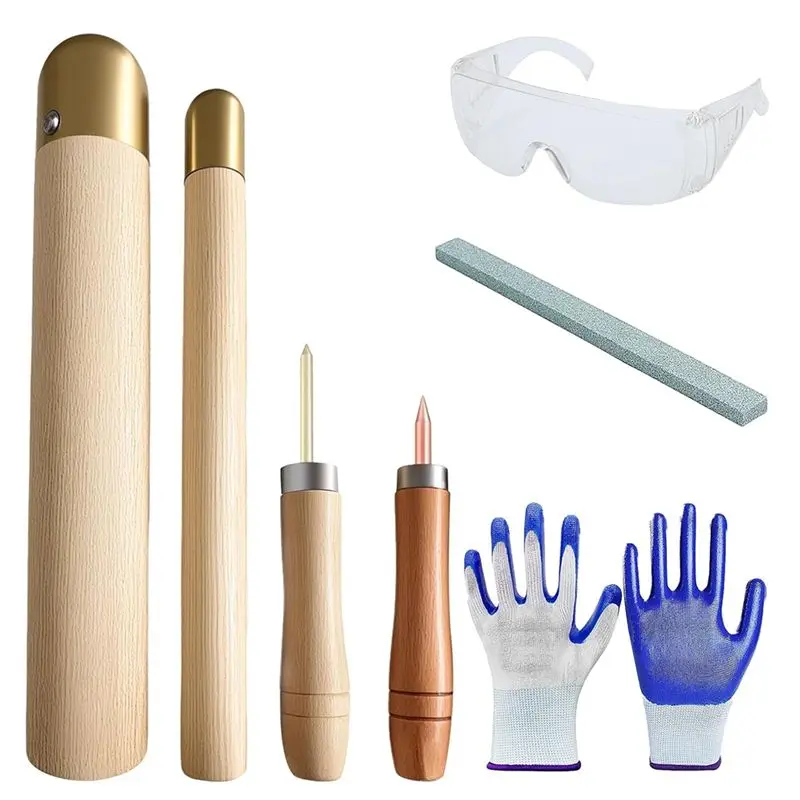 

Knapping Kit With Copper Hammer Complete Obsidian Crafting Tools Set For Beginners Outdoor Grinding Tools Fast-