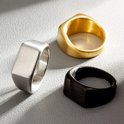 316L Stainless Steel Rectangular Signet Ring For Men Finger Waterproof Jewelry Accessories