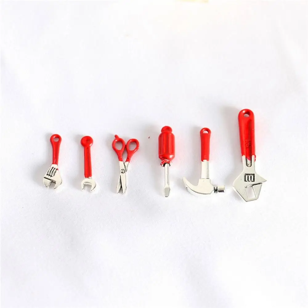 For Girls 1:12 or 1:6 Miniature Repair Kits Model Toys Hand Tools Dollhouse Hammer Alloy Decoration Doll Wrench Playing House