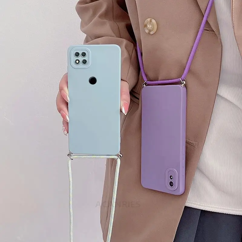 Funda cruzada con cordón para Xiaomi Redmi 10c 10a 9c Nfc 9a 9t 9at 9 10 C en cordón, funda de silicona mate Redmi10 Redmi9 T Redmi9c