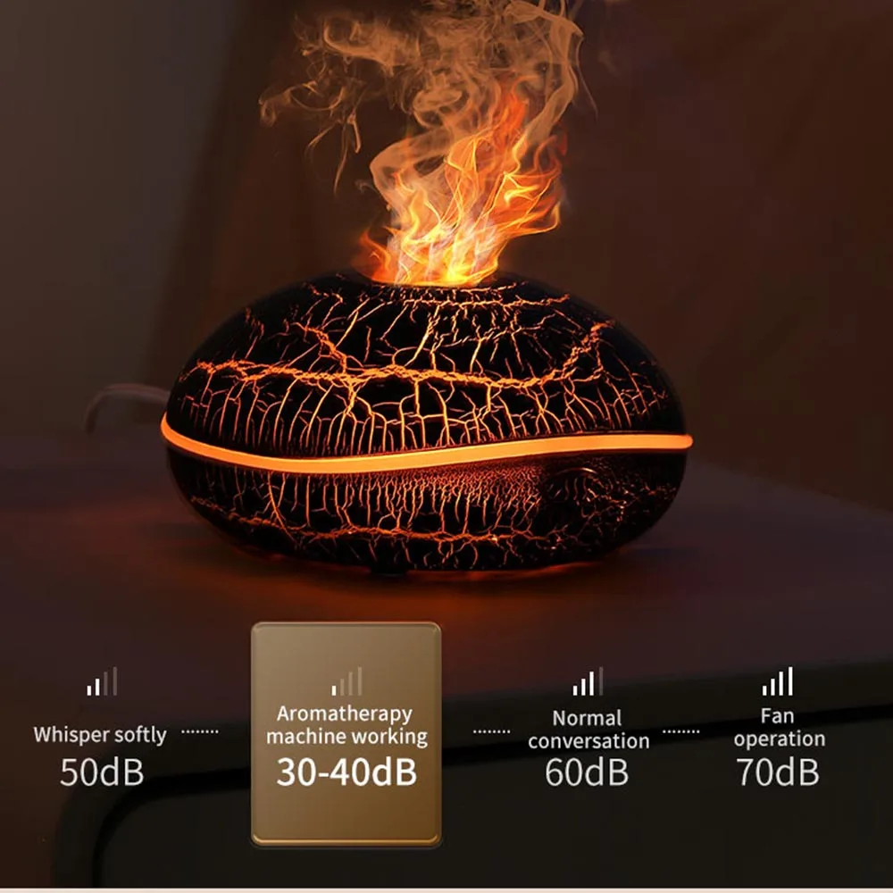 USB Flame Humidifier Essential Oil Diffiduser Realistic Fire Mist Aroma Diffuser LED Night Lamp Air Humidifier for Office image 3