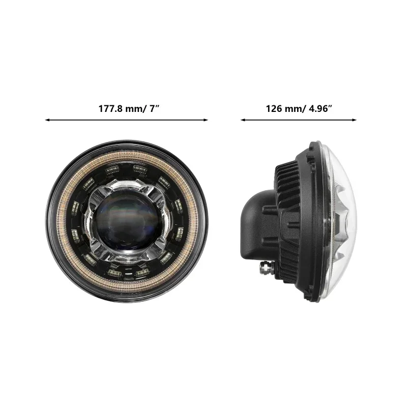 7 Inch Round LED Headlights with DRL Car Turn Signal Lamp Hi/Lo Sealed Beam For Jeep Wrangler JK JKU TJ LJ Chevy Ford