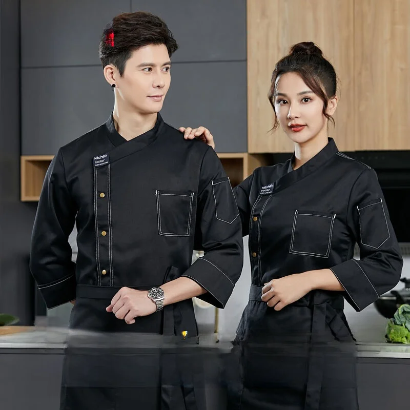 

Long Sleeve Chef Work Uniforms Breathable Restaurant Hotel Kitchen Chef Clothes for Men And Women in Various Sizes And Colors
