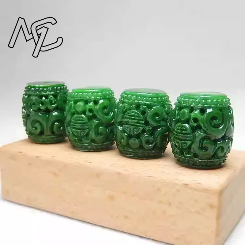 5pc Natural Green Jade Carving Beads DIY Bracelet Bangle Charm Jadeite Jewellery Fashion Accessories Amulet Gifts for Women Men - view 3