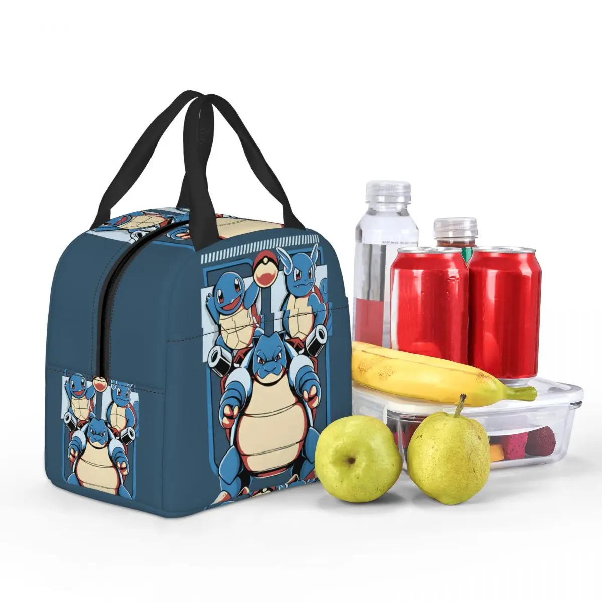 New Design Bento Boxes Evolution Water Turtle Leakproof Insulated Pokemon Office Lunch Bag For Boy Girl