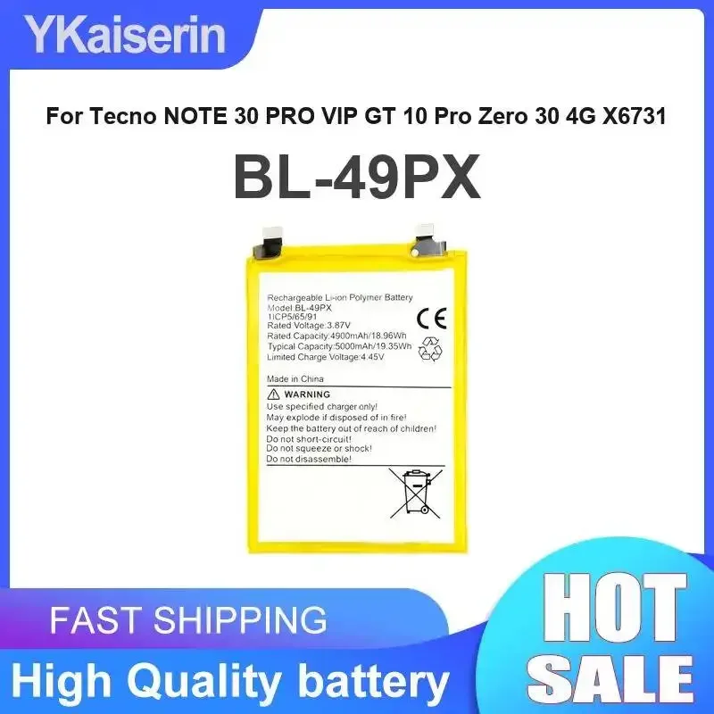 For Tecno Note 30 Pro Vip GT 10 Pro Zero 30 4G X6731 5000mAh Safe And Reliable Mobile Phone Battery BL-49PX
