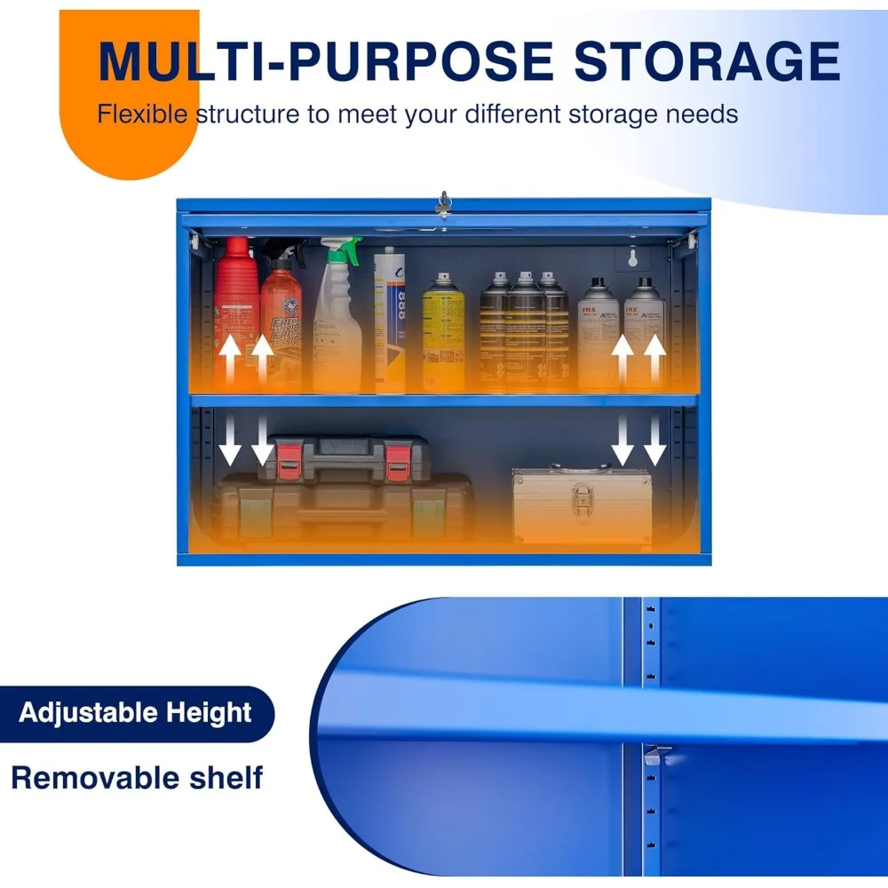 Настенный металлический шкаф для хранения вещей с дверцами и полками — решения для хранения гаражных инструментов для организации