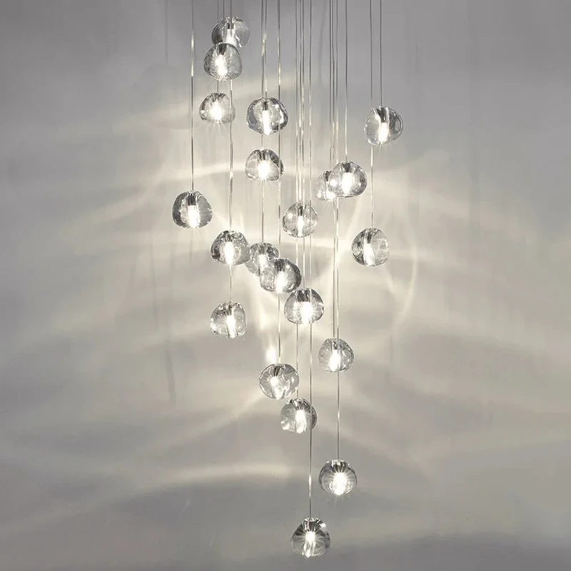 

Modern Nordic Clear glass Chandelier Pendant Lamp Dimmable Lighting with Hardware Adjustable Chain for Kitchen island counter