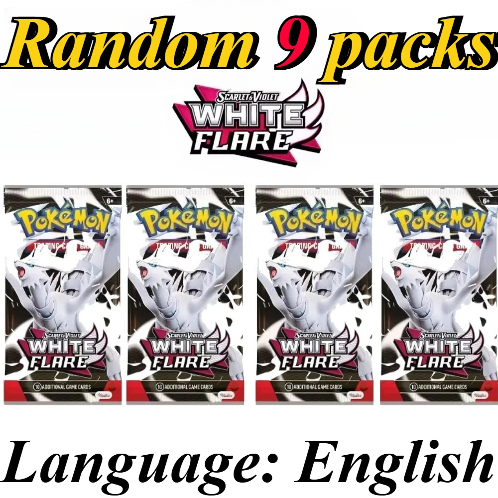 9 Packungen Pokémon-Kartenpakete Bright Stars Prismatic Evolutions, PALDEAN FATES, Englische Erweiterungspakete, Battle Transaction Card Geschenkset – Detail 16