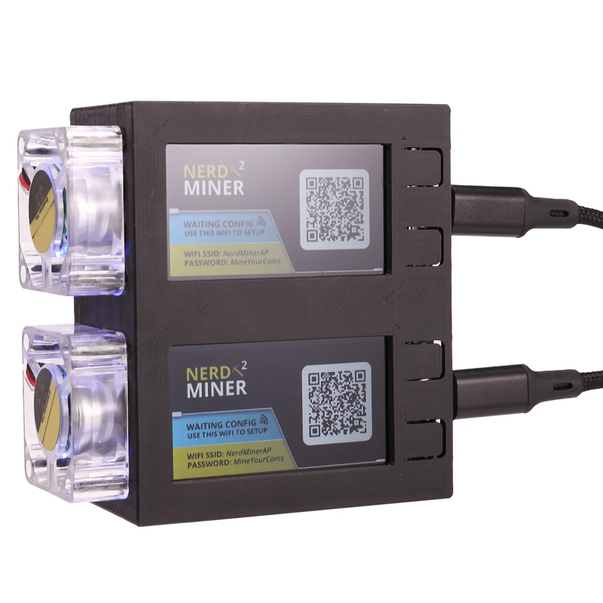 For NerdMiner V2 Miner 78KH/Sx2 Dual Screen BTC Solo Lottery Miner Bitcoin Nerd Miner Lottery Miner with Luminous Fan,C