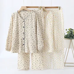 Fashion Maternity Pajamas Suits For Nursing 2023 Spring Autumn New Long Sleeve Floral Cotton Pregnacy Women Clothing