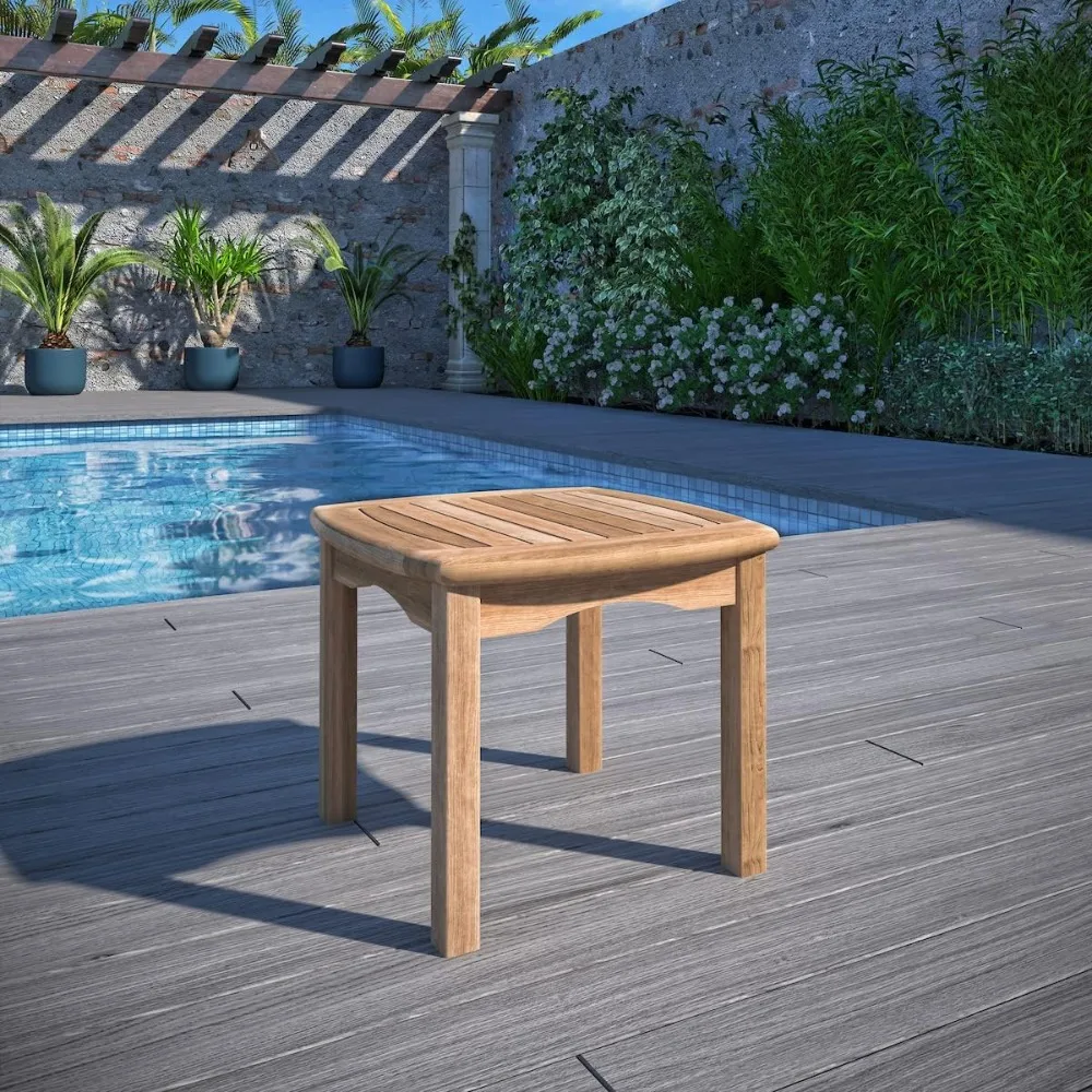 1-Piece Outdoor Square Side Table | Teak Wood | Ideal for Patio and Indoors, 20 x 20