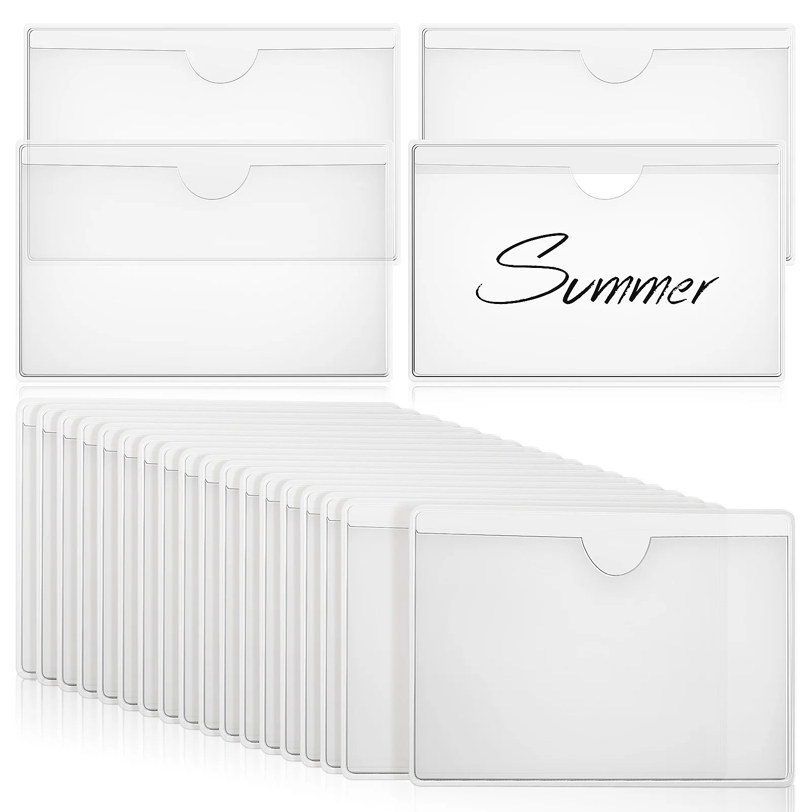 Card Pocket Storage Bin Labels Library Pockets Clear Holder Sticky Index Protector Cards Pouches Sleeves