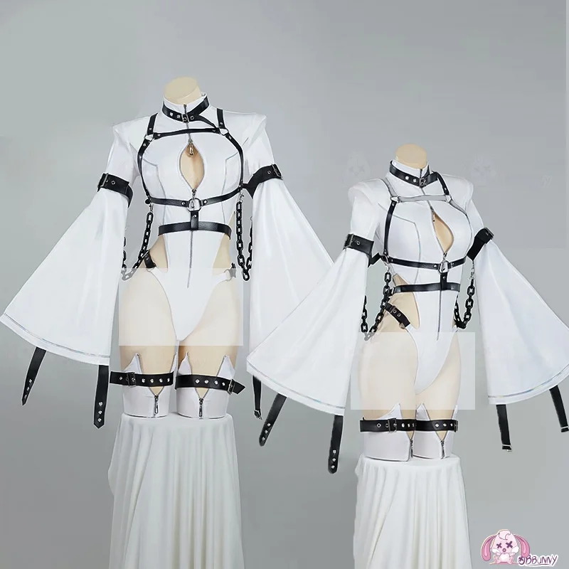 Battle PU Leather White Bla Cosplay Suit Constrains Suit One-Piece Jumpsuit Women's Faionable Anime Gng Costume