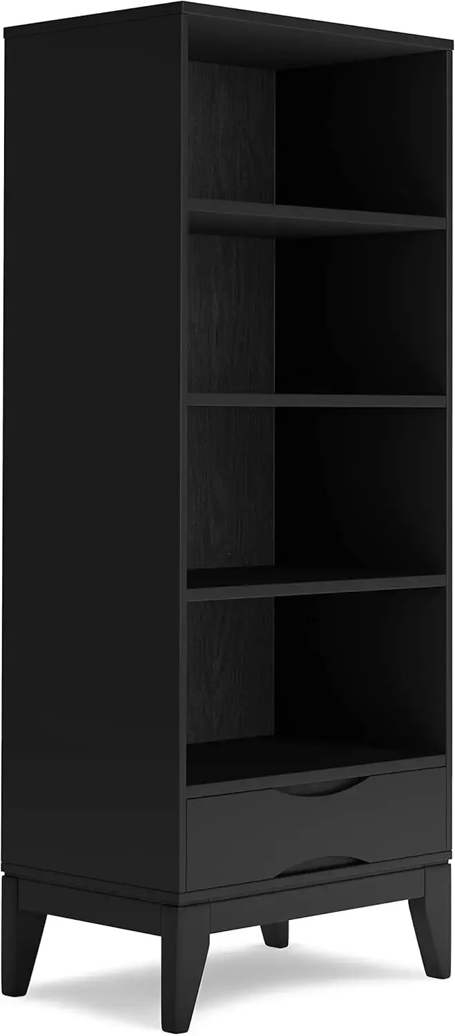 

Harper SOLID HARDWOOD 24-дюймовый современный книжный шкаф середины века с местом для хранения вещей черного цвета, для гостиной, кабинета