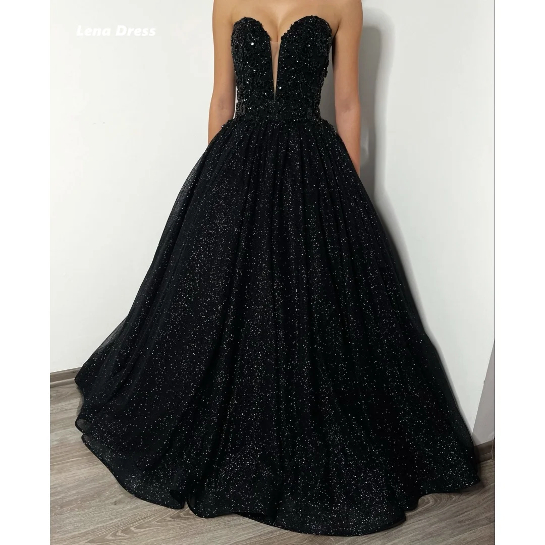 Tube Top Prom Dresses Line A Custom Made Elegant Party Dresses Woman Beaded Lace Wedding Party Dress Shiny Women Evening Dress