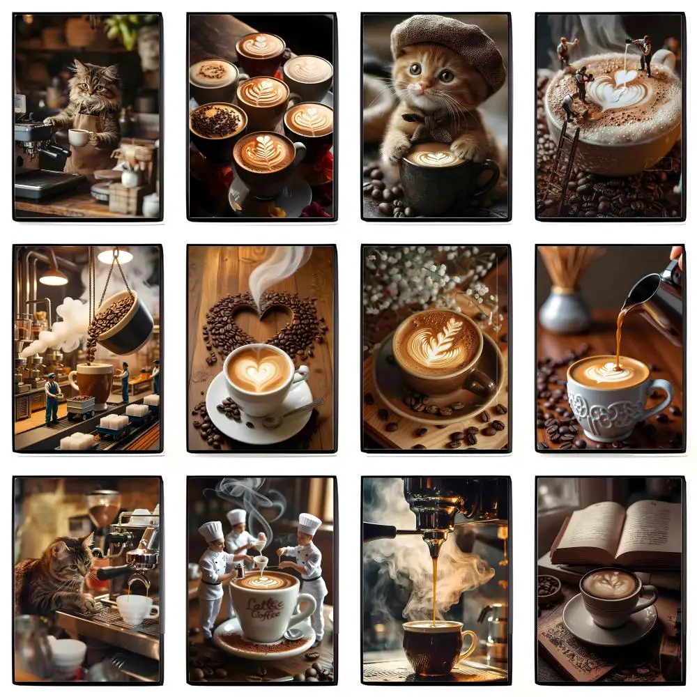 Cozy Aromatic S-Street Restaurant Iatte CoffeeS Poster High-definition Art Sticker Self Adhesive Waterproof Home Decoration