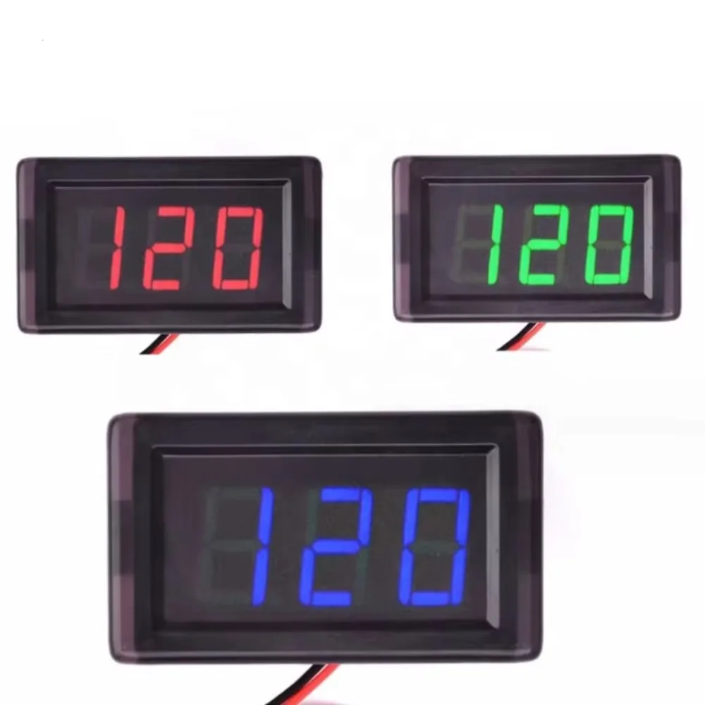 10 قطعة/الوحدة تيار مستمر 5 فولت-120 فولت شاشة ديجيتال الفولتميتر اثنين سلك الفولتميتر الرقمي رئيس 0.56 بوصة LED الرقمية