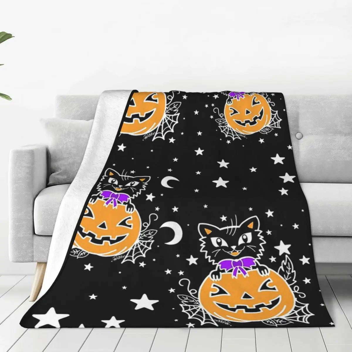 Spooky Time Blanket Fleece Lightweight Sofa Throw Blankets For Couch Bedding Travel Throws Bedspread Quilt