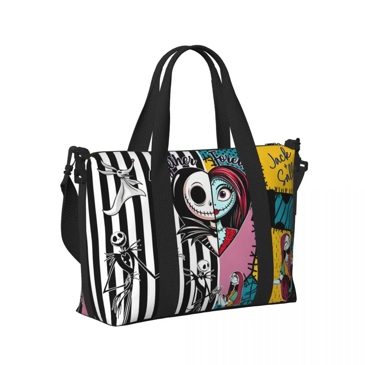 مخصص جاك Skellington حمل حقيبة للنساء سعة كبيرة المعيشة الهيكل العظمي شاطئ رياضة حقائب السفر #3
