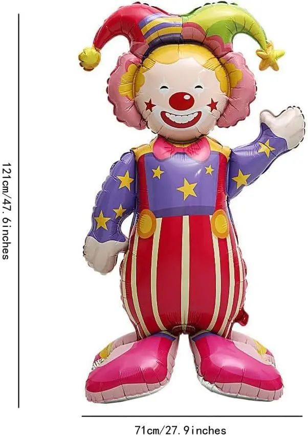 10 Pack Circus Carnival Foil Balloons Set, 4D Self Standing 47.6 Inches Huge Circus Clown Popcorn 22Inches Carnival Foil balloons Halloween Christmas Theme Party Decorations