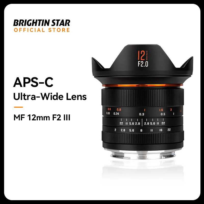 

Brightin Star 12mm F2.0 III Ultra Wide-Angle Large Aperture APS-C Manual Focus Mirrorless Cameras Lens for Canon EOSM/Sony E/Fuj