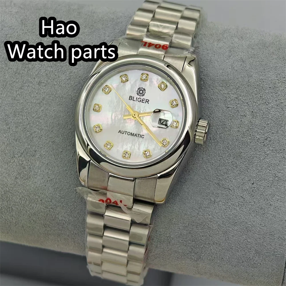 Часы женские механические серебристые с сапфировым стеклом, 30,5 мм